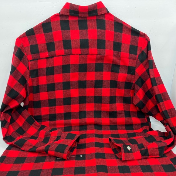 CLUB ROOM SIZE MEDIUM MENS RED & BLACK PLAID CHECKERED LONG SLEEVES SHIRT - Picture 6 of 16